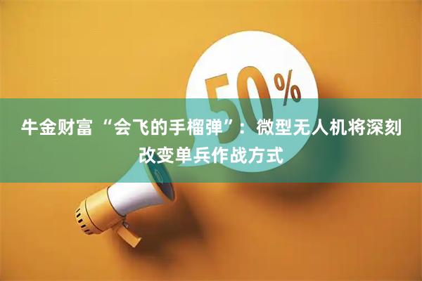 牛金财富 “会飞的手榴弹”：微型无人机将深刻改变单兵作战方式