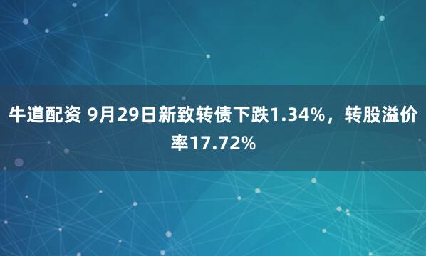 牛道配资 9月29日新致转债下跌1.34%，转股溢价率17.72%