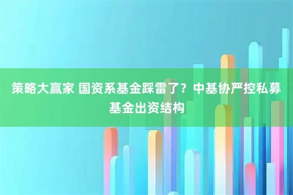 策略大赢家 国资系基金踩雷了？中基协严控私募基金出资结构