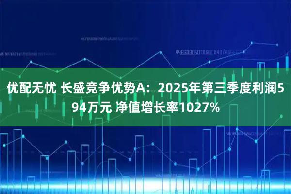 优配无忧 长盛竞争优势A：2025年第三季度利润594万元 净值增长率1027%